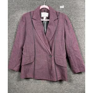 Mary McFadden Collection Tweed Blazer Jacket Womens Size 16 Dark Reddish Purple